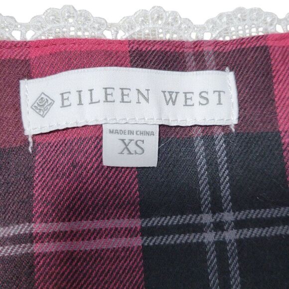Eileen West Nightgown Womens Size XS Hollyberry Plaid Pajama Long Lace Cottage - Picture 11 of 16